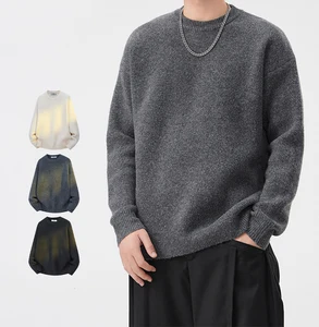 Loose Basic Round Neck Sweater for Men and Women Versatile Casual Solid Color Knitted Top for Autumn and Winter