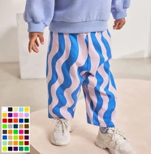 Unisex Custom Fashionable Knit Cotton Water ripple stripes Pants Popular Kids Clothing for Baby Girls and Boys in Autumn