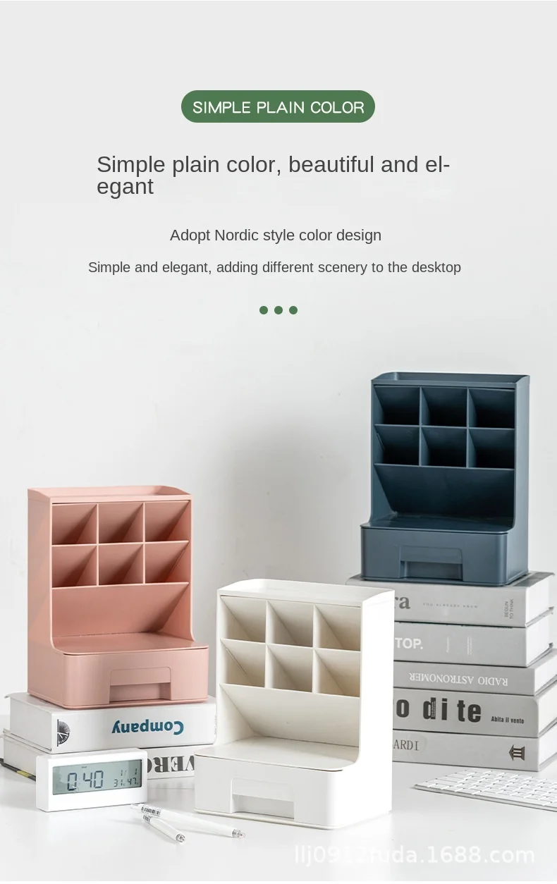 Inclined insert pen holder storage box office desktop light luxury wind pen bucket stationery_11