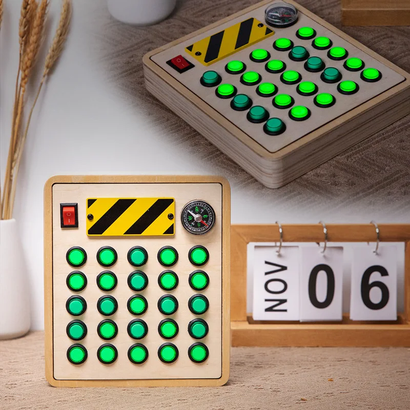 Montessori Sensory Toys Educational Spelling Game Wooden Electronic Led Light Busy Board For Kids