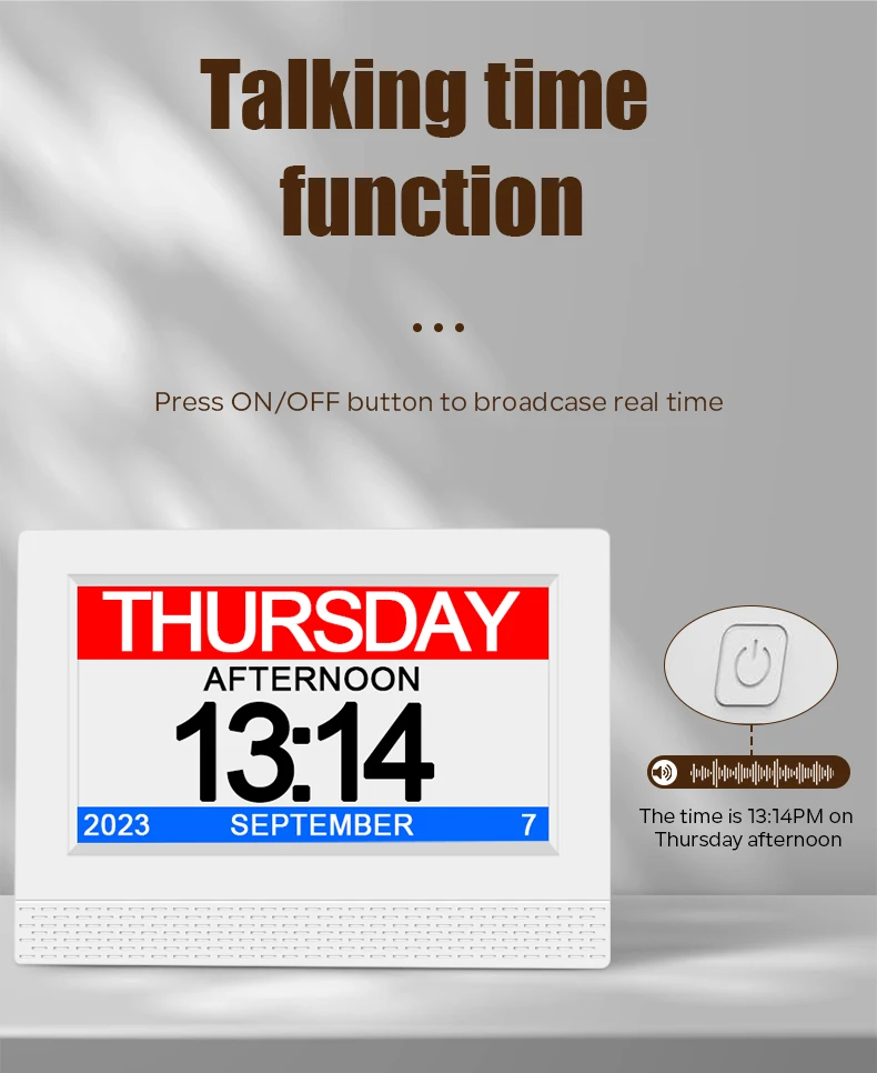 Digital Day Clock 7 Inch Led Display Time 21 Sets Of Alarm Dementia