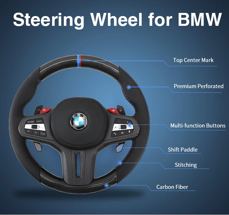 2012-2019 F06 F12 F13 BMW M6 M Sport Leather Steering Wheel W/ Controls / M6201 - Redline Auto Parts