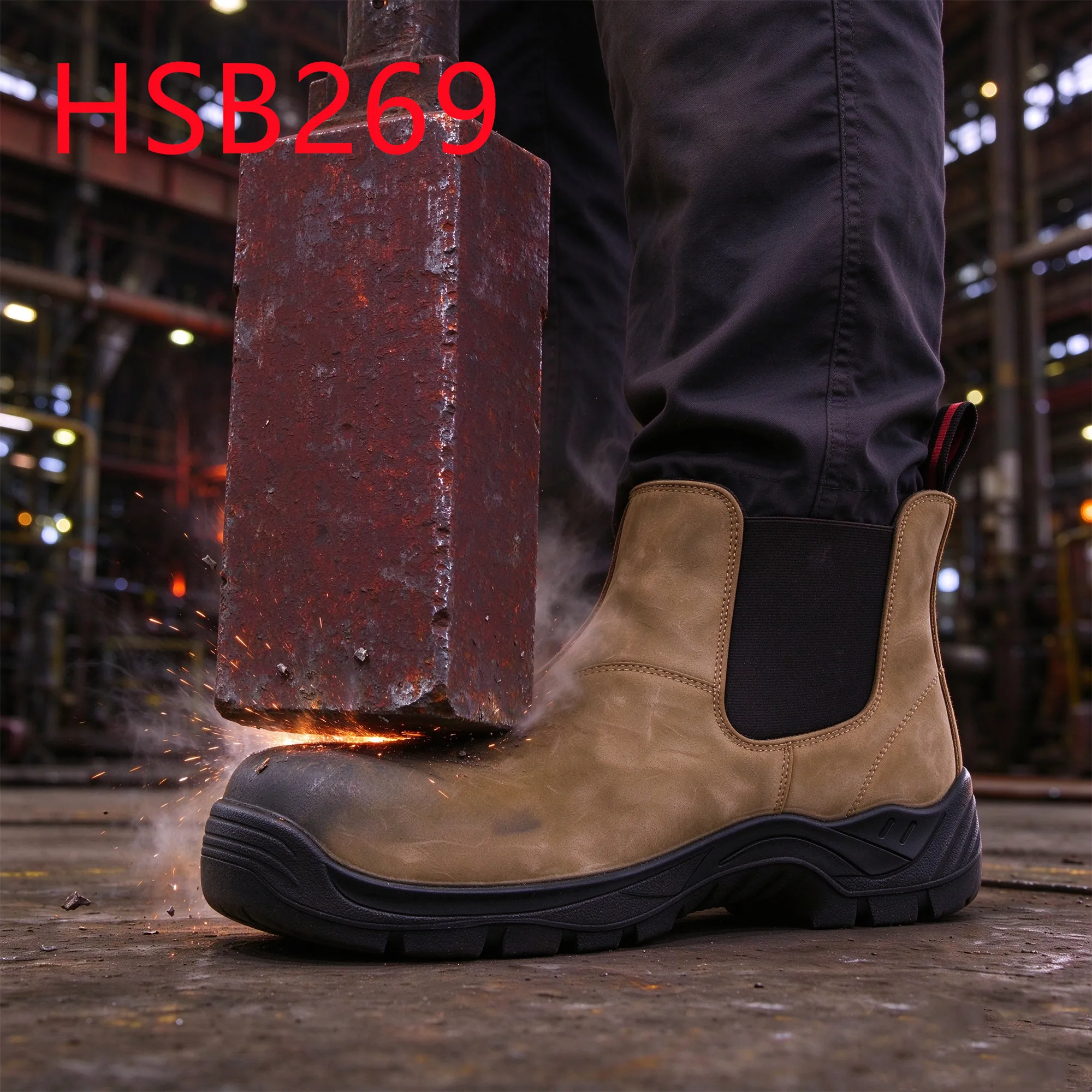 HY,Israel High Stretch Elastic Band Design Hua Singh Safety Boots Pierce&hit Resistant Wheat Color Chelsea Working Boots HSB269