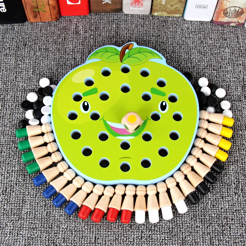 Wooden Memory Chess Kids Apple Cat Fish Shape Memory Chess Toys Early Education Thinking Logic Training Toys
