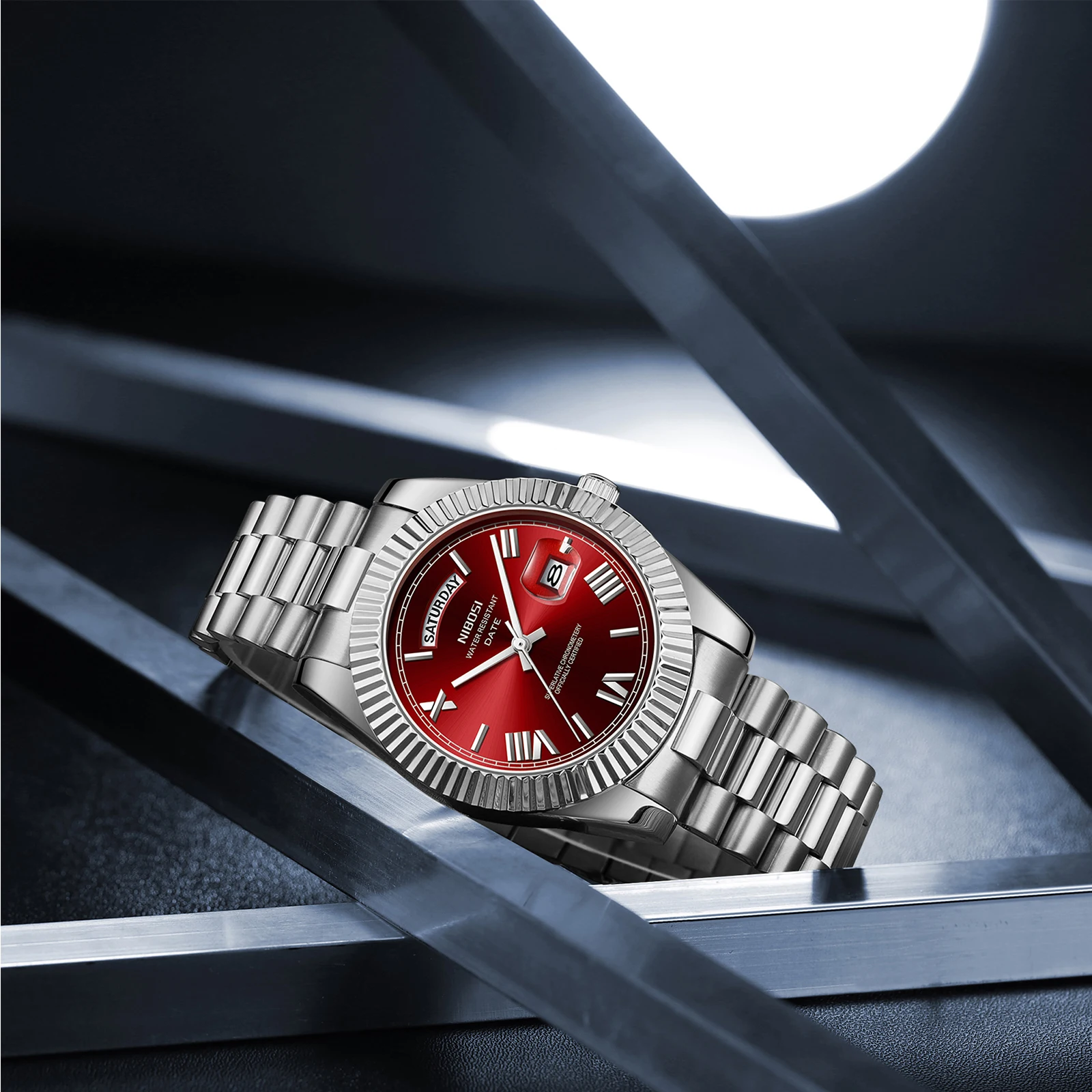 Relógio NIBOSI 2628 Masculino à Prova d'Água com Pulseira de Aço