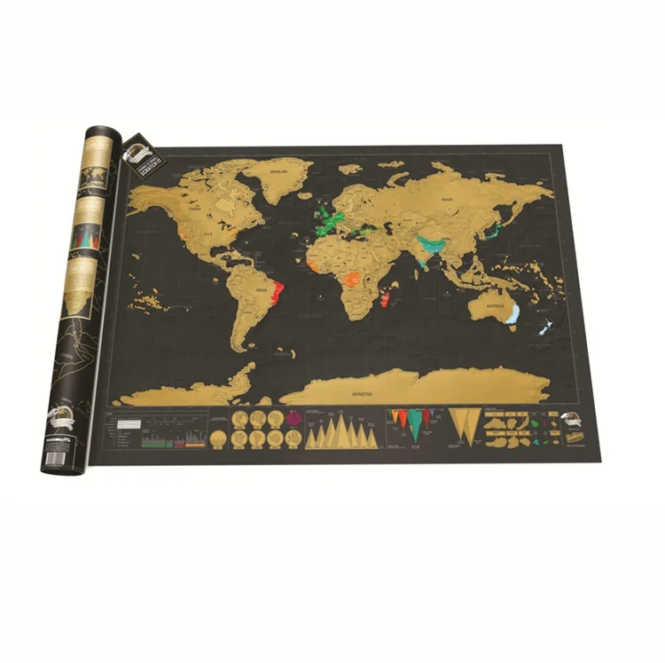 Amazing X-Large Black World Scratch off Traveling Map