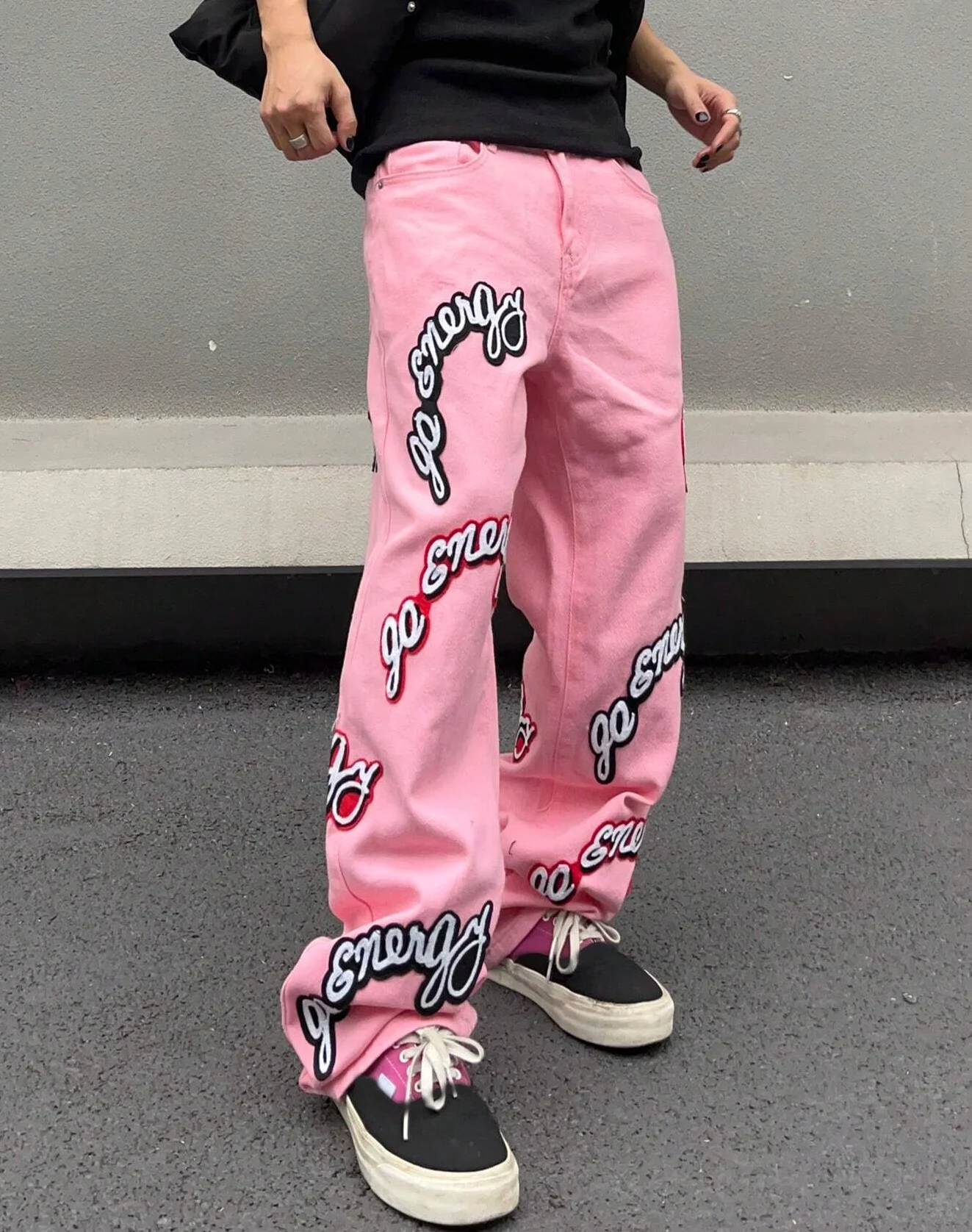 Streetwear Manufacturer Y2K Baggy Washed Denim Letter Patch Wide Leg Jeans Pants Men_voghion.com