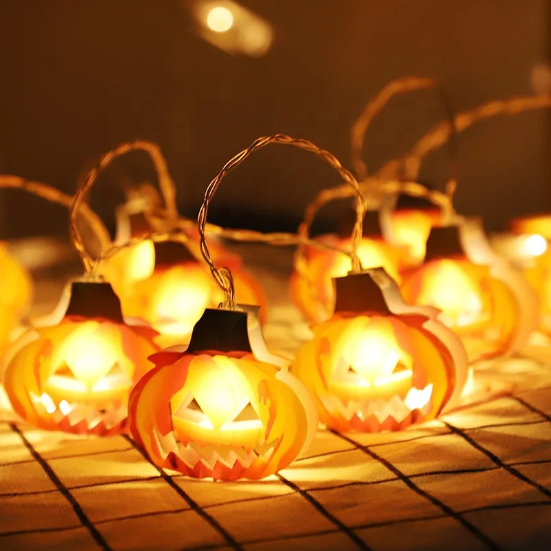 Guirlande Lumineuse Halloween Citrouille - 3 Mètres, 20 LED, à Piles, Pour Intérieur Et Extérieur - 5