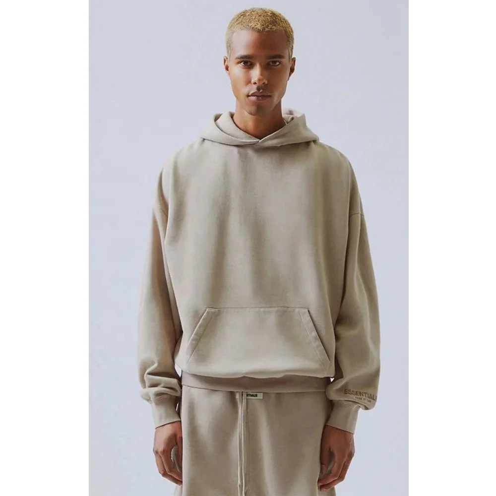 JL0822C Fashion Streetwear Heavy Weight Gray Hoodie High Quality Cotton Fleece Oversized Hoodie No String