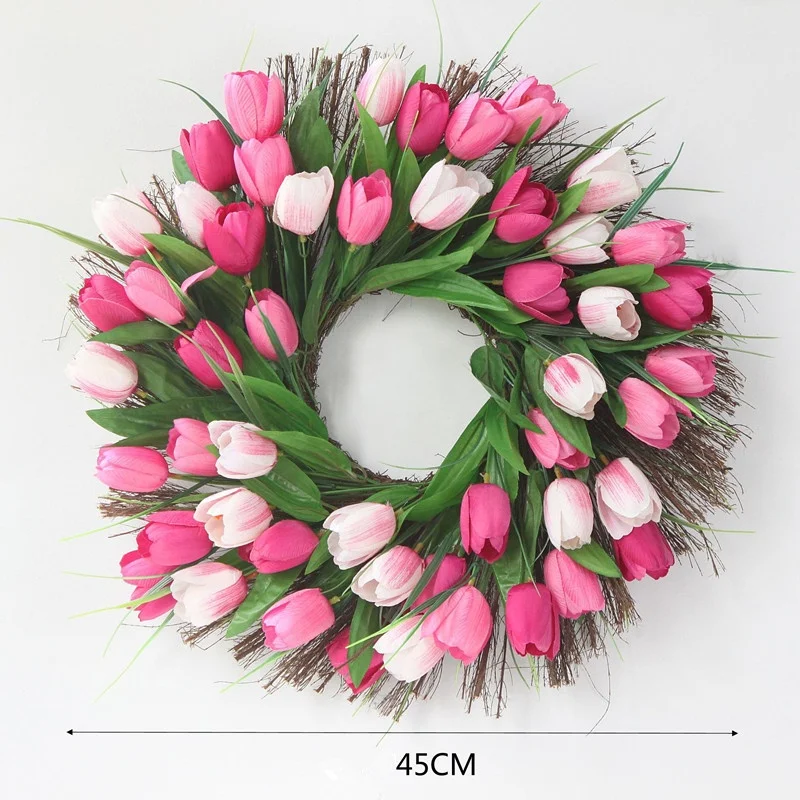Wall Hanging Artificielle Tulipe couronnes artificielles porte avant Fleurs Couronne 