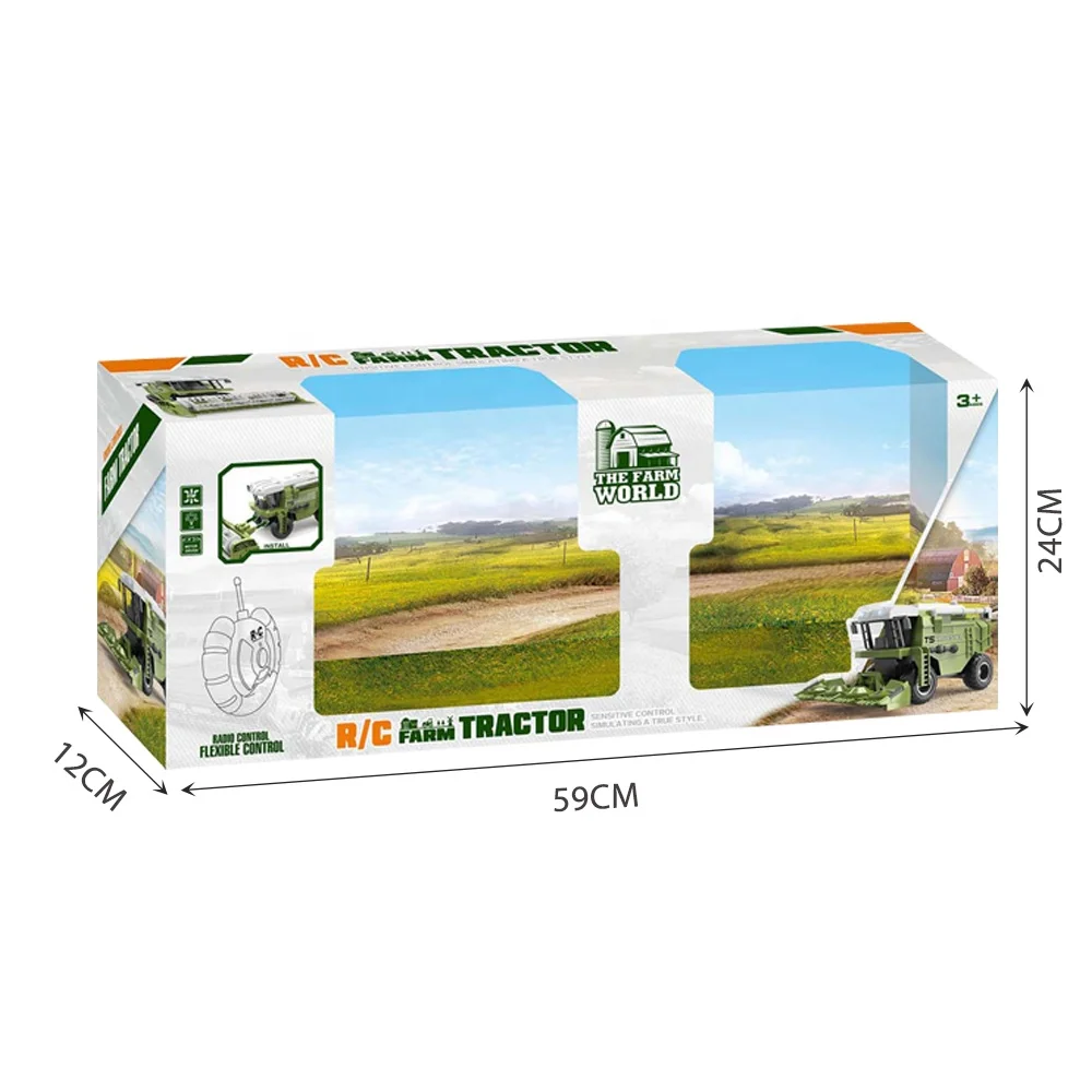 27mhz 4 Channels Remote Control Farming RC Tractor Toy with Harvester and Animal Easy to Install RC Tractor Trailer