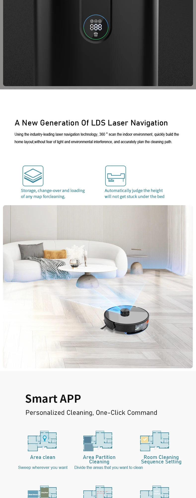 Tysh Smart Home Lidar Robot Vacuum Cleaner Laser With Smart Electric