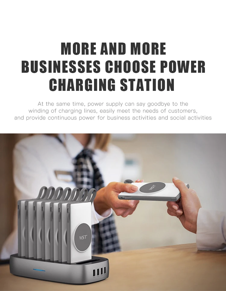 WST New Trending 10000mah Sharing Magnetic Wireless Charging Power Bank Station Portable Charger for Business and Home