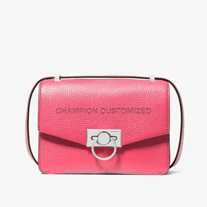 Custom Logo Vegan PU Pebble Leather Fashion Flap Crossbody Sling Shoulder Bag Ladies Handbag Purse for Women