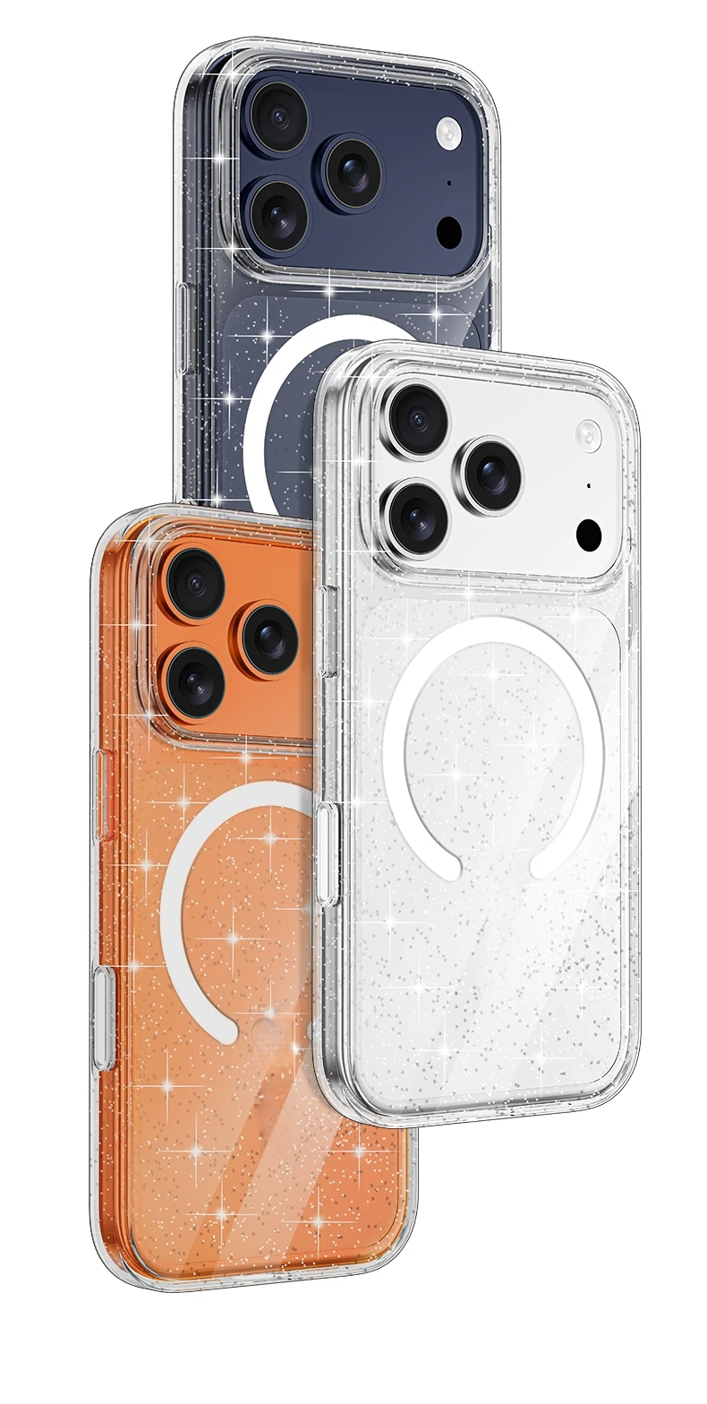 product soft tpupc phone case with anti yellow slim ultra magnetic glitter anti fingerprint texture phone case for iphone 17 pro891-2