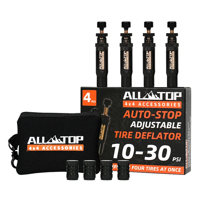 ALL-TOP Fast Deflating 10-30 PSI 4 PCS Rapid Adjustable Auto-Stop Tire Deflator Valve