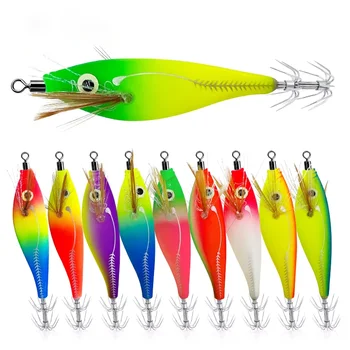 Luminous Squid Jig Lure Sea Fishing Wood Shrimp Lure Saltwater Cuttlefish Squid Jig Hook Bait – Metal Jig – view 2