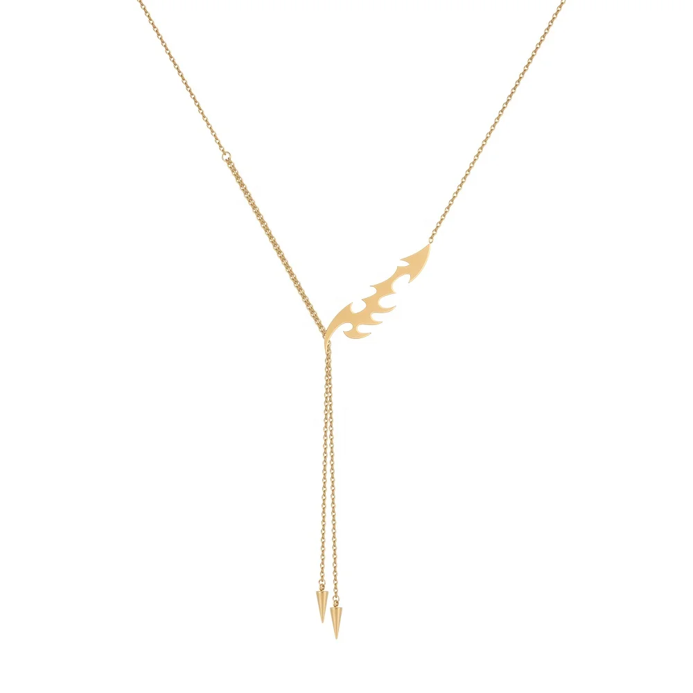 Original Design 18K Gold Plated Stainless Steel Jewelry Geometric Flame Cone Pendant Necklace For Women Party Necklaces P223335