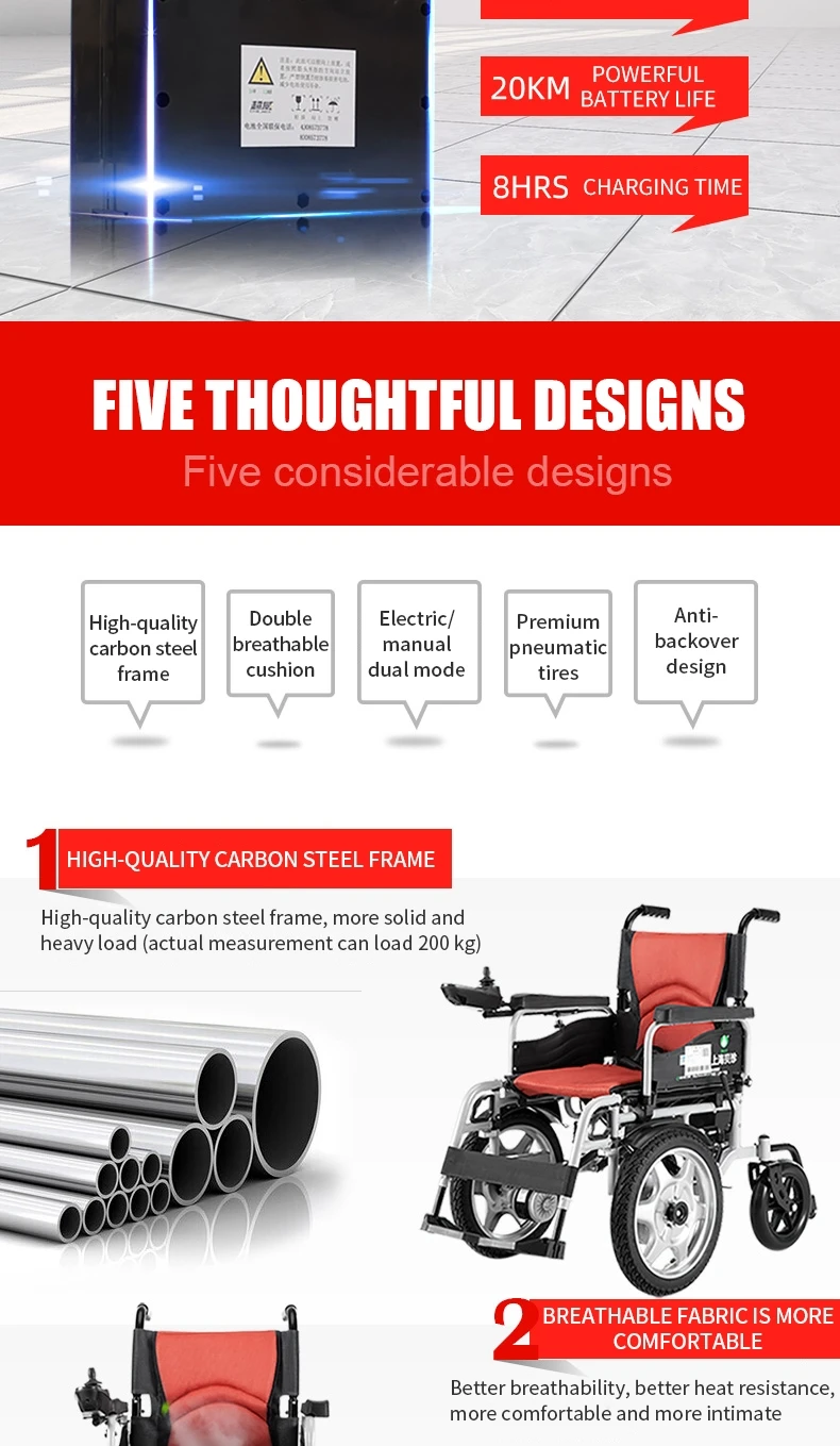 Manufactures wheelchair comfortable 4x4 wheelchair attractive all terrain lightweight folding power wheelchair long use details