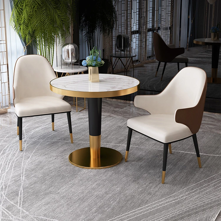 Прямая поставка с завода, Набор круглых мраморных столиков и стульев для ресторана в скандинавском стиле
