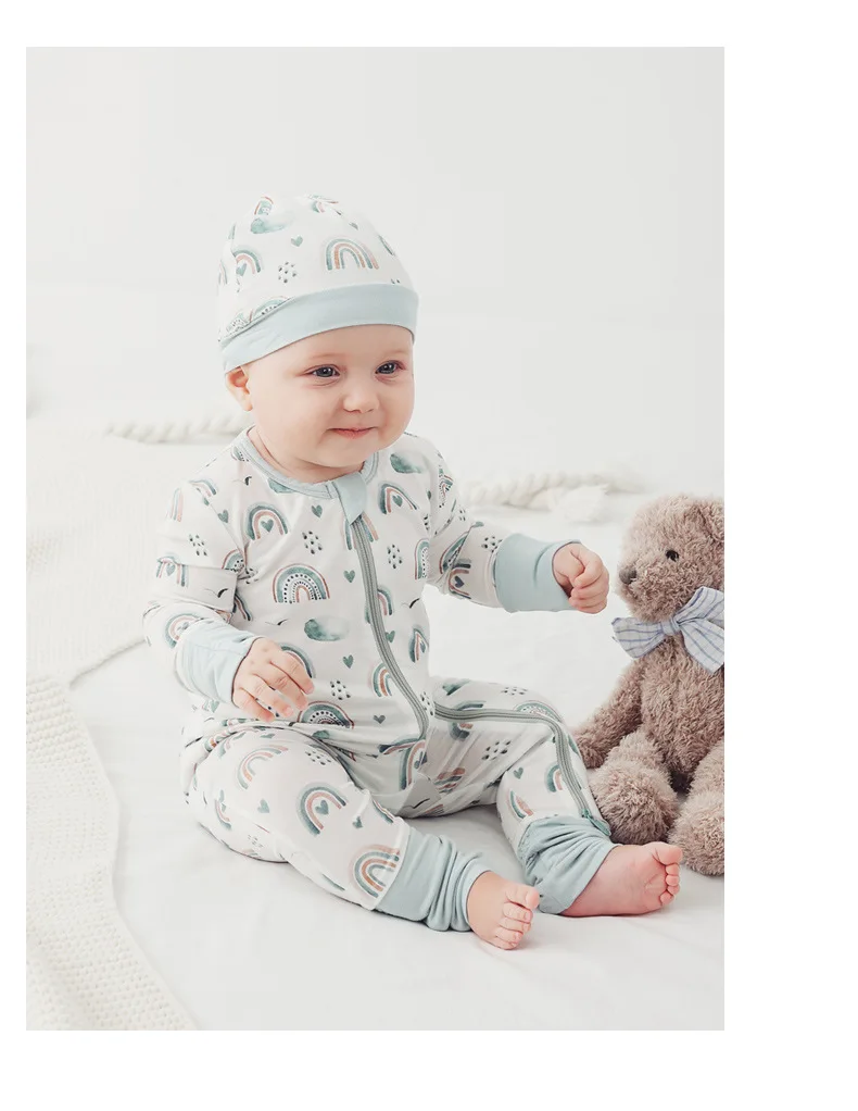 Wholesale Custom Dual Zipper Fold Over New Born Baby Rompers Baby Girl