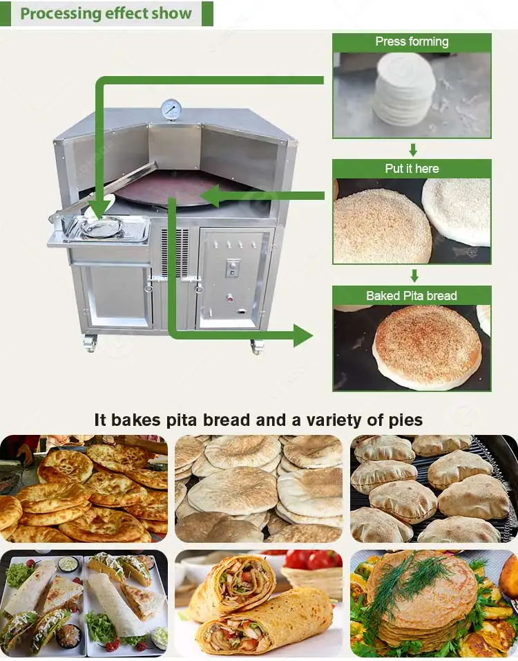 Automatic Tandoori Machine Usaha Long Roti Rotary Small Arabic Pita Bread Oven