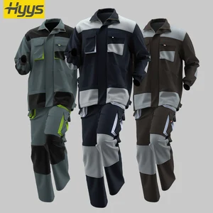 OEM Mens Polyester Durable Work Scrubs Uniforms Multi-Pockets Workwear Windproof Workshop Overalls Custom Industry Work Clothes