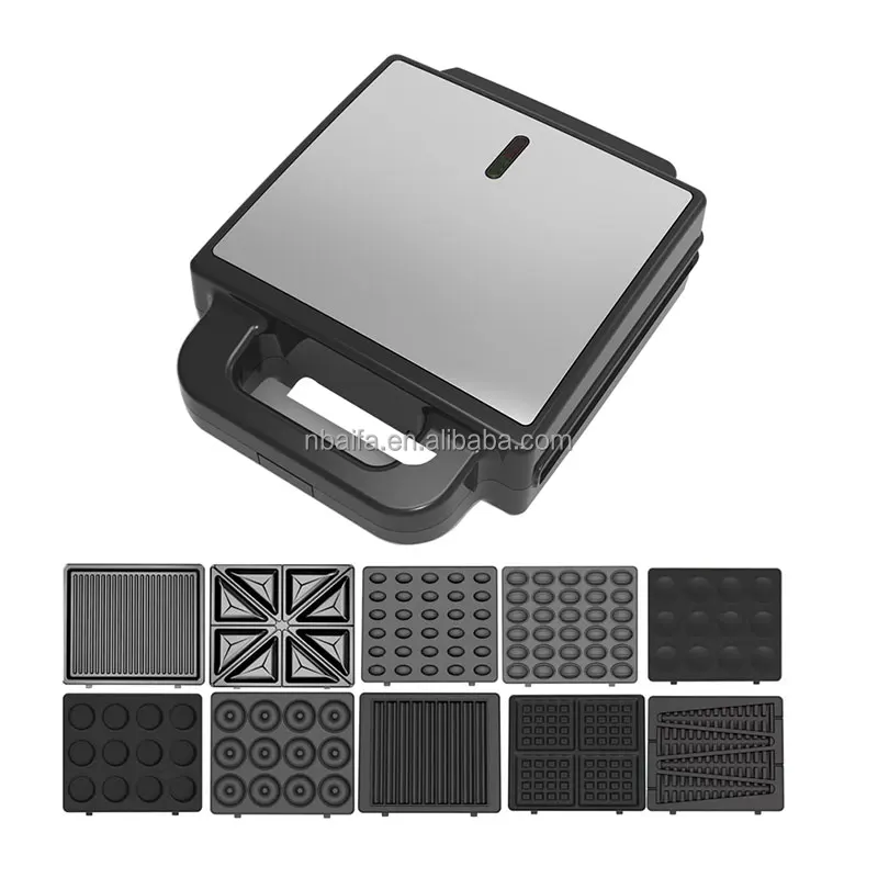 Aifa 3 in 1 4 Slice Sandwich Maker Non-Stick Coated Detachable Plates Opens 180 Degrees SS Surface 4 Slice Waffle Maker