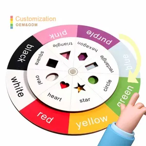 Kids Early Educational Toys Color Shape Spinner Wheel Cognitive Interactive Game Montessori Wooden Turntable Game for Children