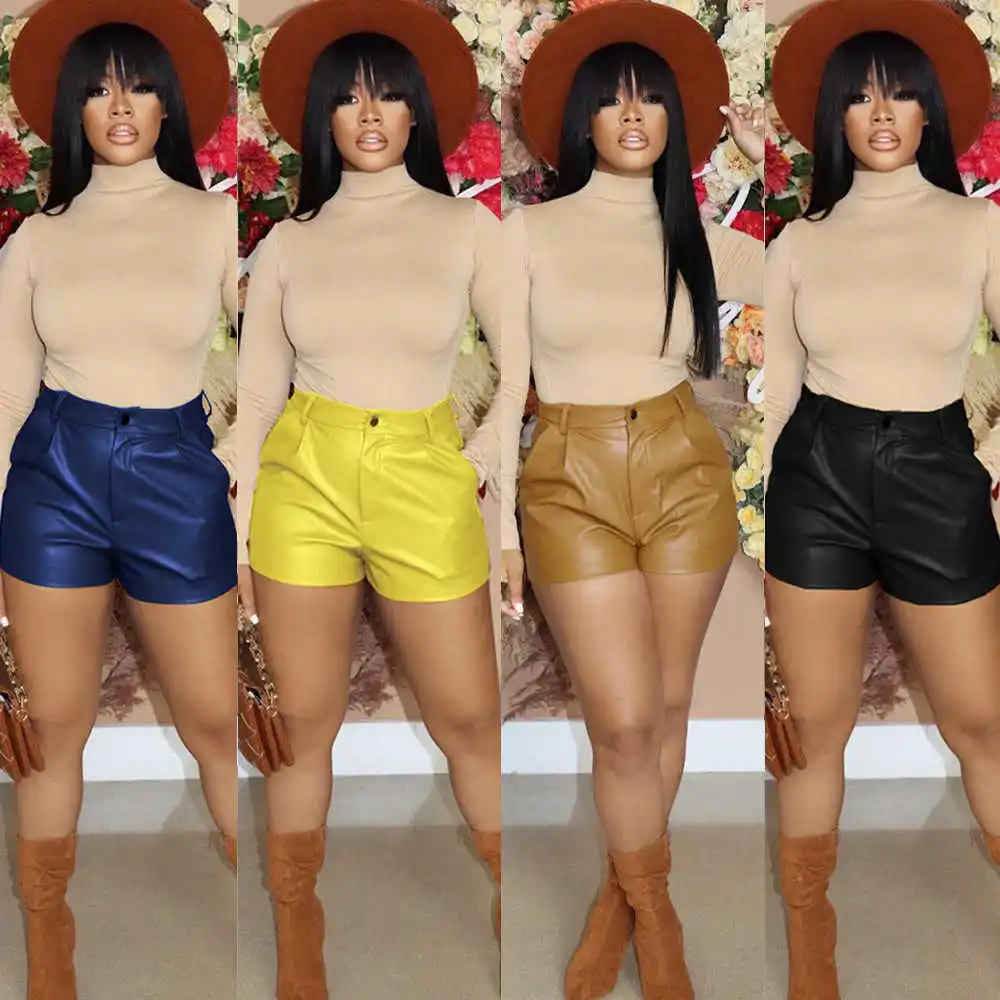 Fashion Mini Spring Leather Shorts 