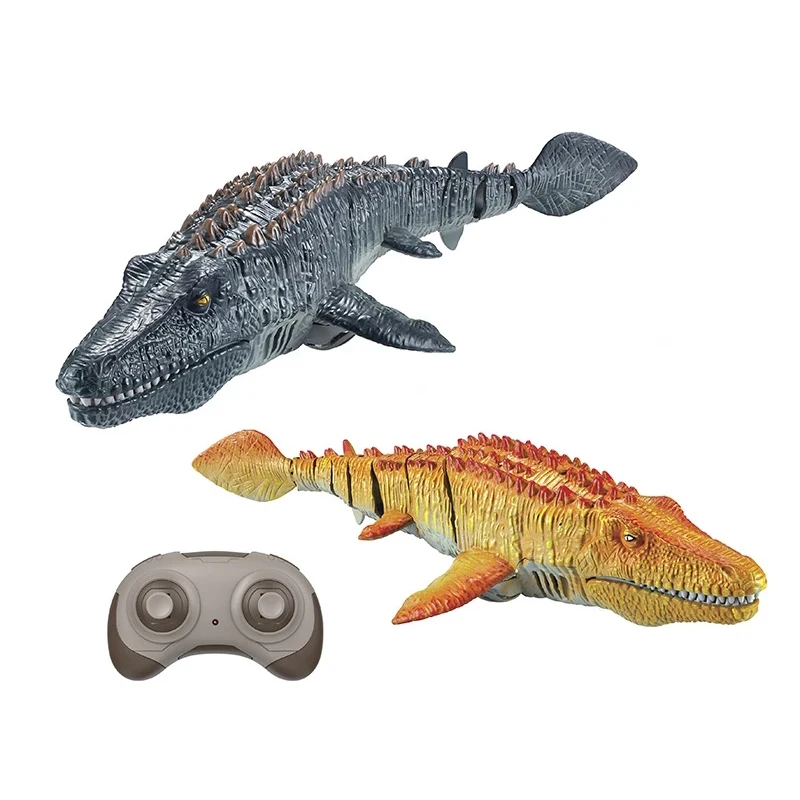 2.4G remote control dinosaur pool toys simulation RC Mosasaurus water toys one-key demo with spray water and light for kids