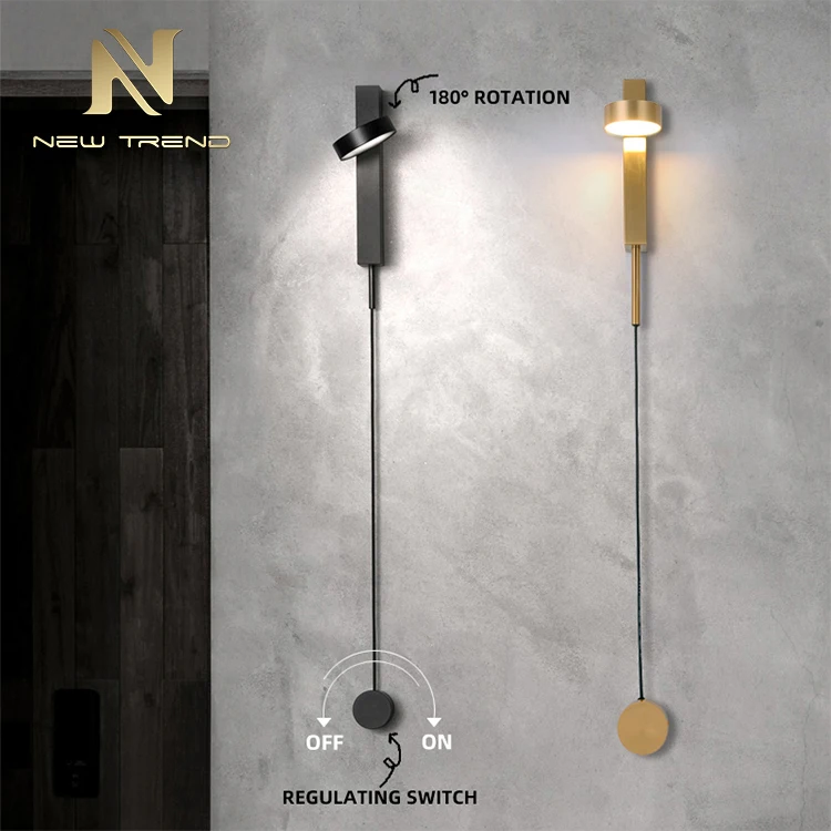 WG8210-1 New Design Indoor Decoration Lighting Regulating Switch Gold Iron Modern Led Wall Lamp