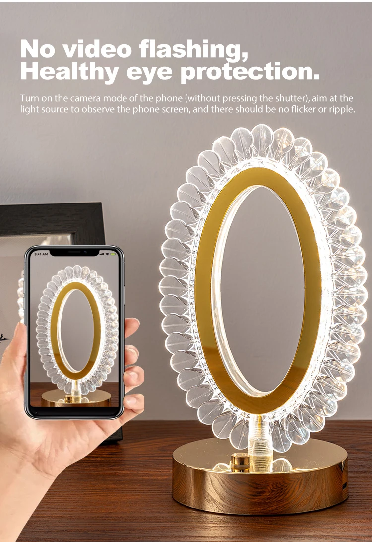 Spot Supply Luxurious Gold Wrought Iron USB Charging Track Shaped Table Lamp LED Transparent Small Desk Lamp
