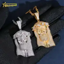 Hot Selling Hip Hop Pendant Charms Iced Out 925 Silver Gold Plated Jesus Pendant VVS Moissanite Custom Pendant for Men Women