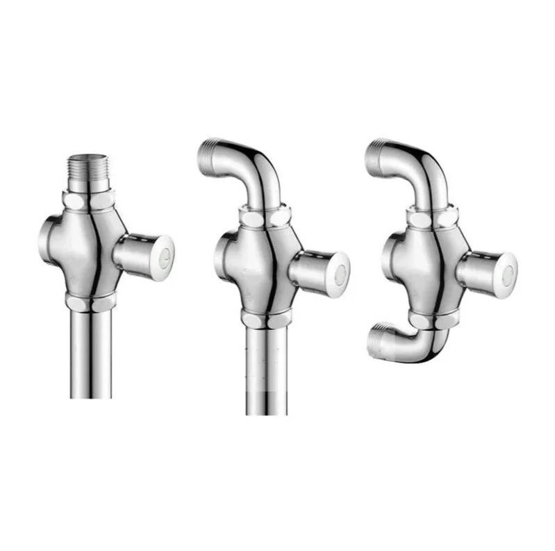 G1/2 Wall-Mounted Hand Press Urinal Flush Valve – Copper, Leak-Proof, With 3 Flush Pipe Options