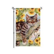 Hot Selling Top Quality Manufacturer Wholesale Cute Cat Double Side Outdoor Yard Decoration Custom Garden Flags Banner