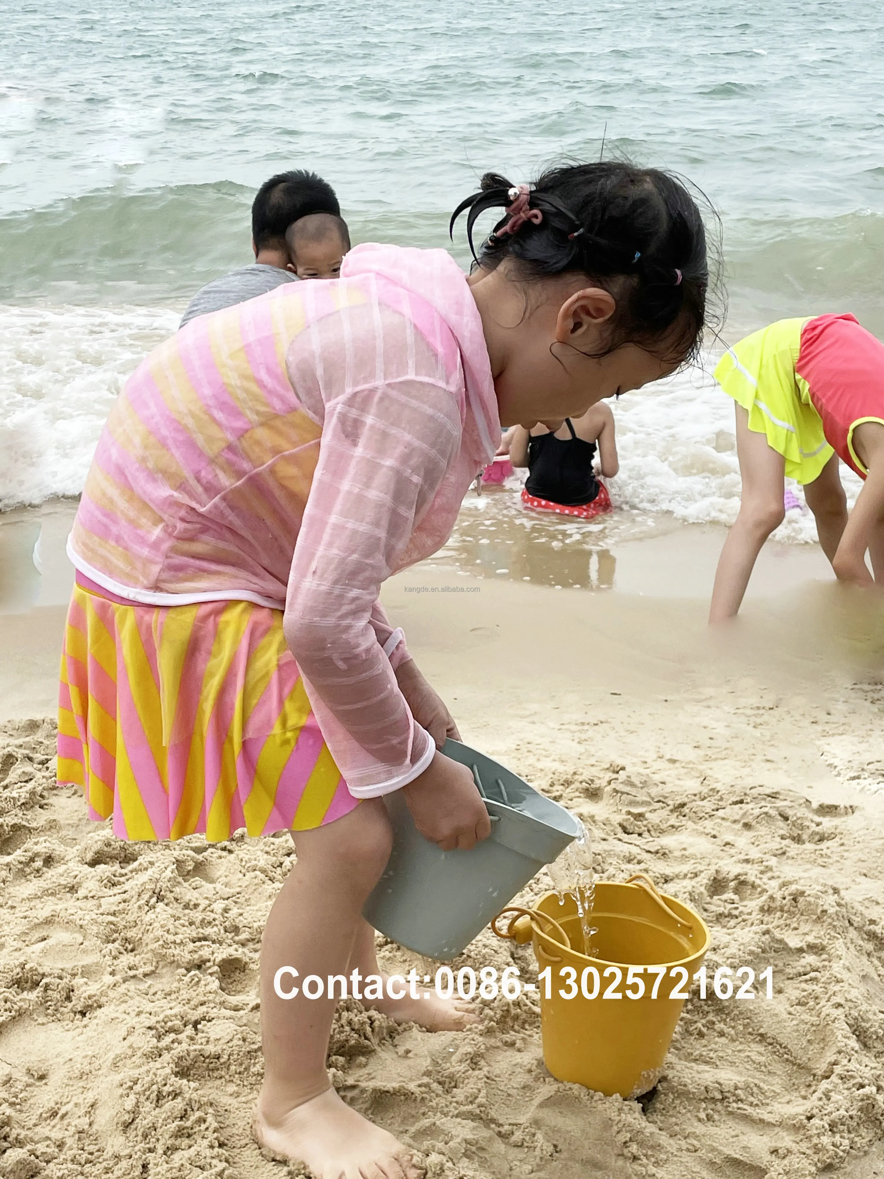 Full Colors Sea Creatures Silicone Beach Bucket And Spade Sets,Custom