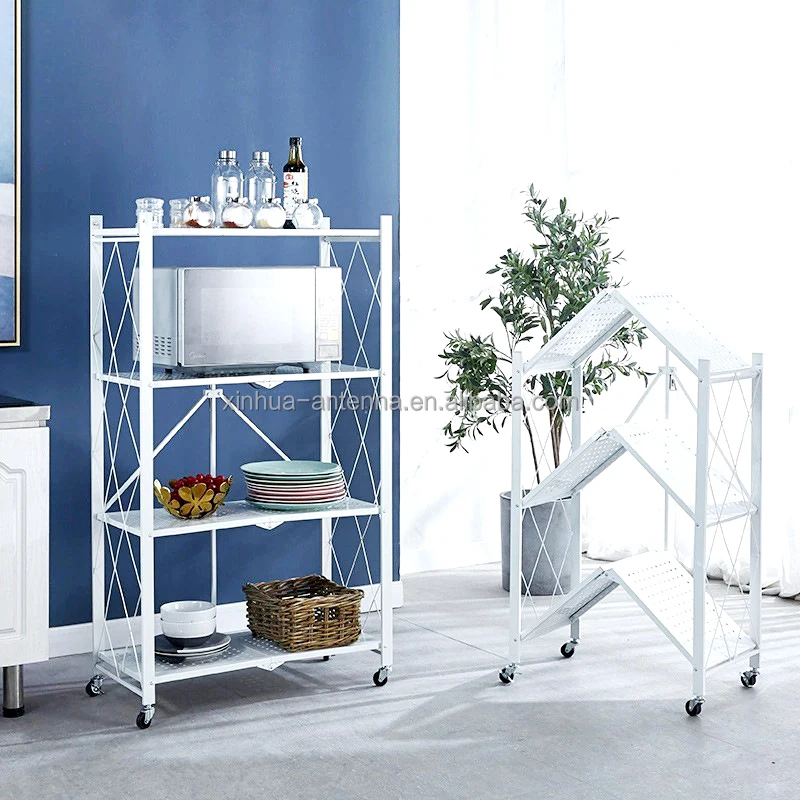 Folding Storage Modern Rolling and Island Foldable With Wheels Mobile bar Organizer Vintage Metal Wood Kitchen Cart