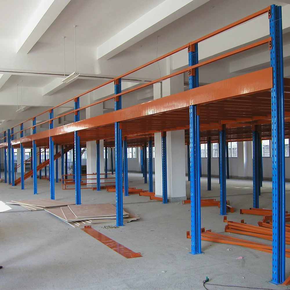 Indoor Two Floor Type Structure Steel Platform Racking Warehouse Pallet Storage Multi Shelving Units Racks With Ladder Stairs