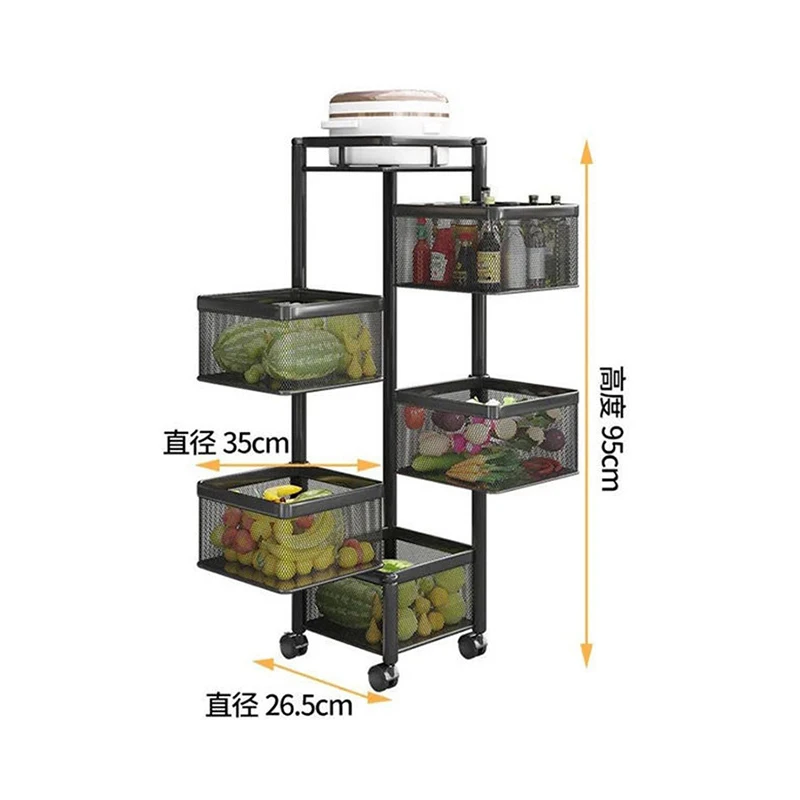 Rotating Storage Baskets Rack Stackable Metal Basket Kitchen Organizer