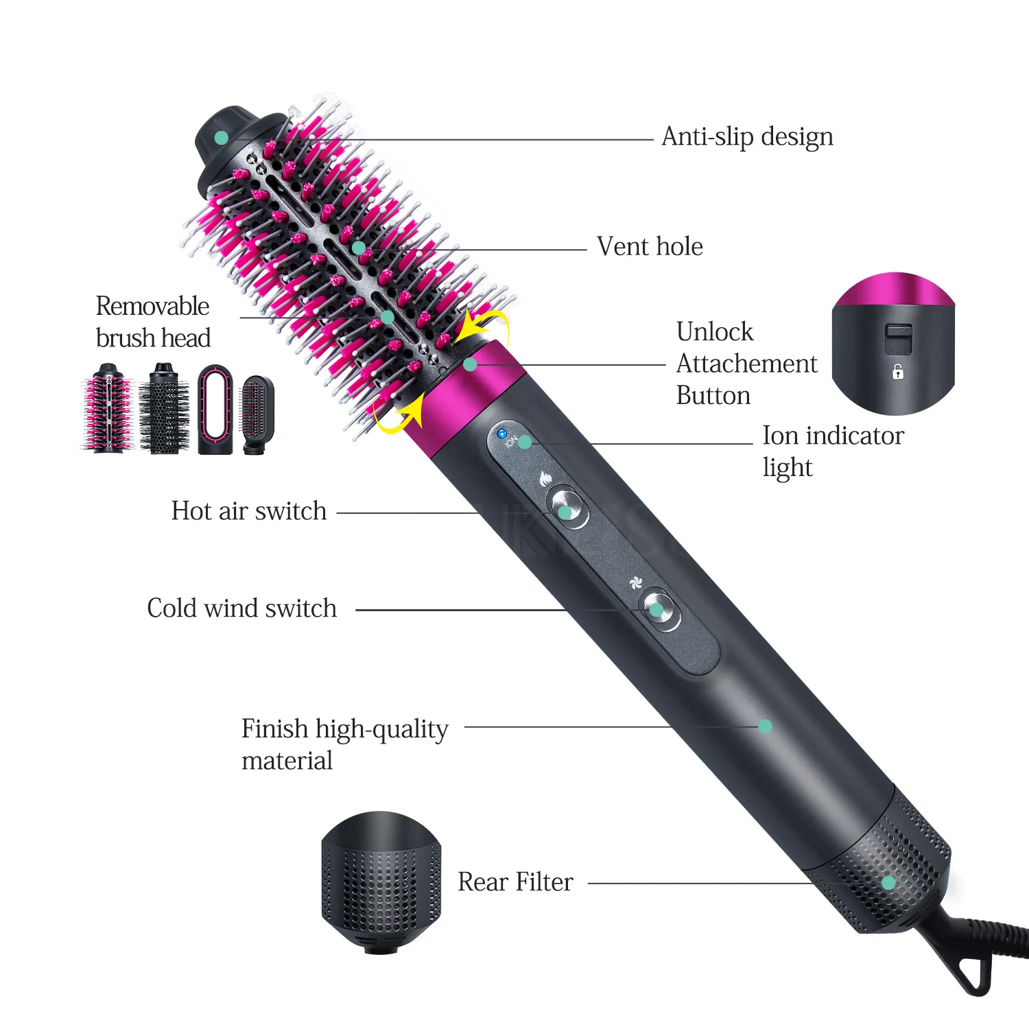 
Styling with air Professional Air hair styler no extreme heat hair dyers Curl Wave Smooth Dry 5 in 1 hot air brush 