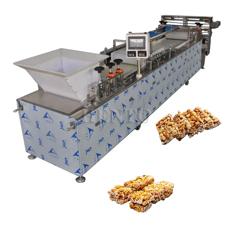 Stable Working Peanut Bar Flatten and Cut Machine / Energy Bar Cutter / Rice Cake Forming Cutting Machine