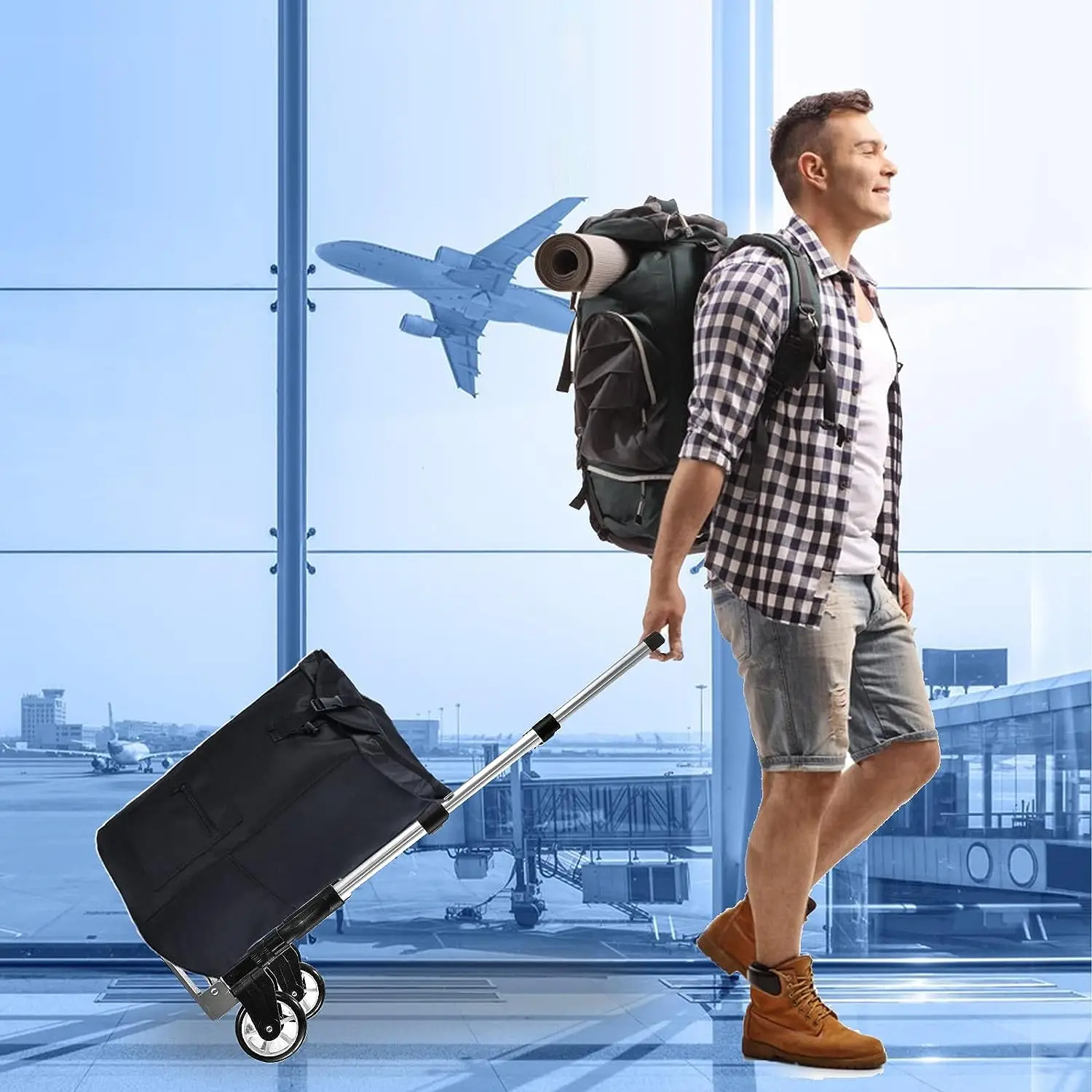 Dolly Cart Extended Handle Folding Hand Truck Dolly Foldable Hand Cart Lightweight Foldable Hand Truck Transport Moving.