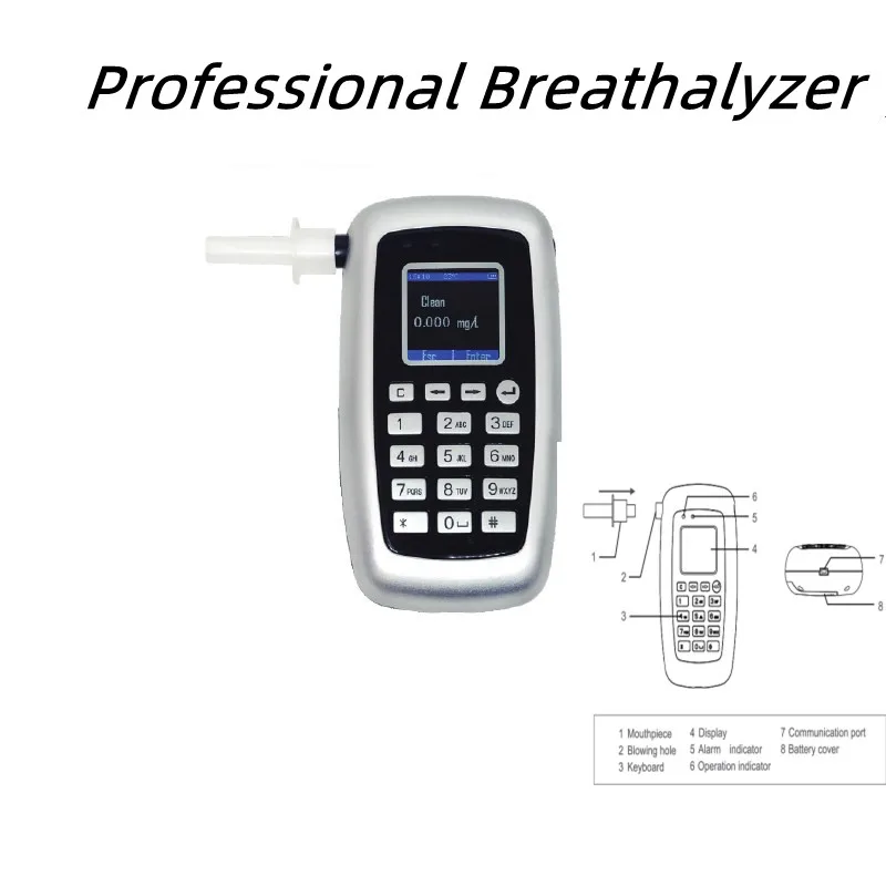 Fuel Cell Sensor Alcohol Tester Keyboard Operation Breathalyzer