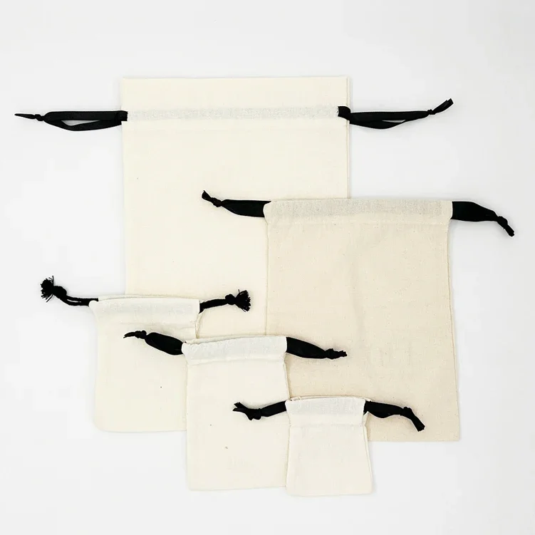 Custom Logo Printed Recycled Canvas Jewelry Ring Storage Pouch Luxury Soft Drawstring Dust Bag for Women Reusable for Promotion details