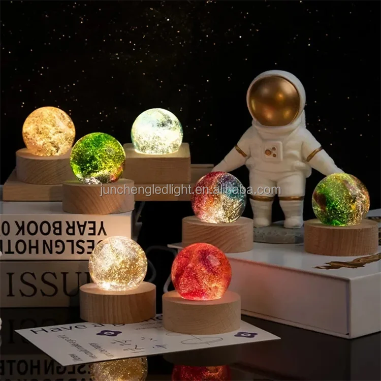 led night light 3d crystal ball colorful glass beads