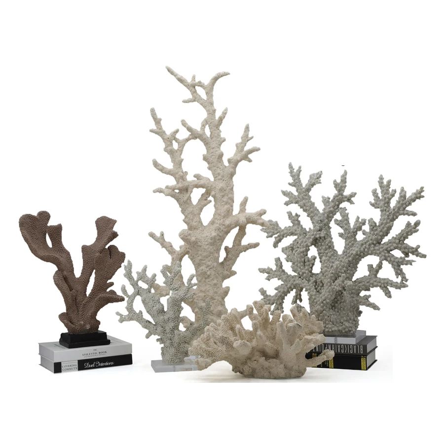 Hampton Luxury Coastal Resin Coral Decor with Acrylic Base Home Decoration Using manufacture