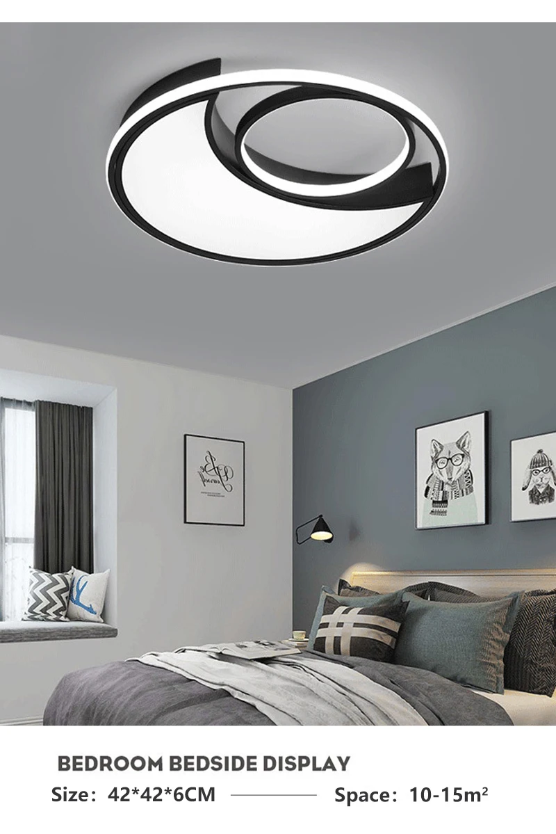 Moon Acrylic Simple Black Ceiling Lights For Bedroom Saloon Decorative ...