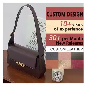 Custom logo Factory Wholesale PU Leather Women's Hand Bags Ladies Shoulder Bag Metal Decoration Fashion Simple Women's Handbags