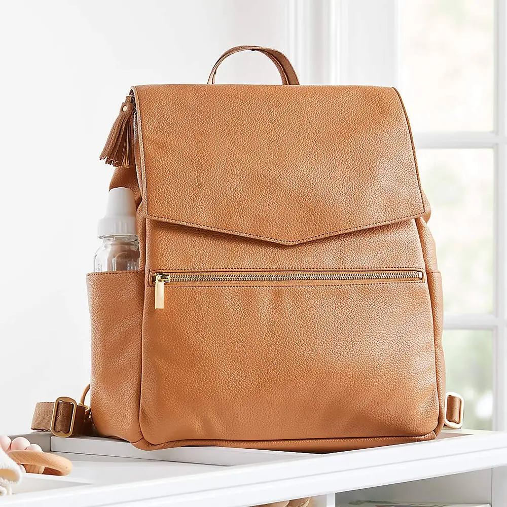 Custom Logo Waterproof Pebble Leather Classic Women Mommy Baby Nappy Diaper Bag Backpack